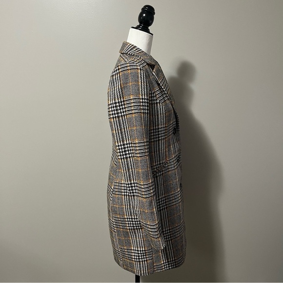 Vero Moda Cindy Notch Lapel Plaid 3/4 Length Wool Jacket - Picture 8 of 13